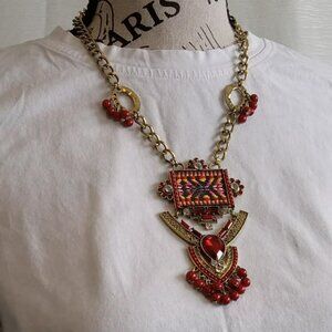 Unique and intricate statement necklace in an ethnic style